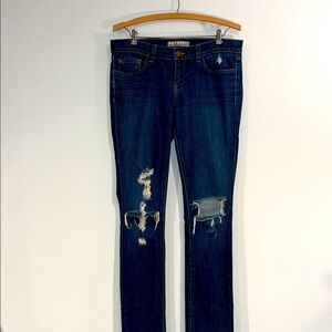 J BRAND Women’s 28 Distressed Slim Skinny Straight Jeans Dark Denim Mid Rise EUC